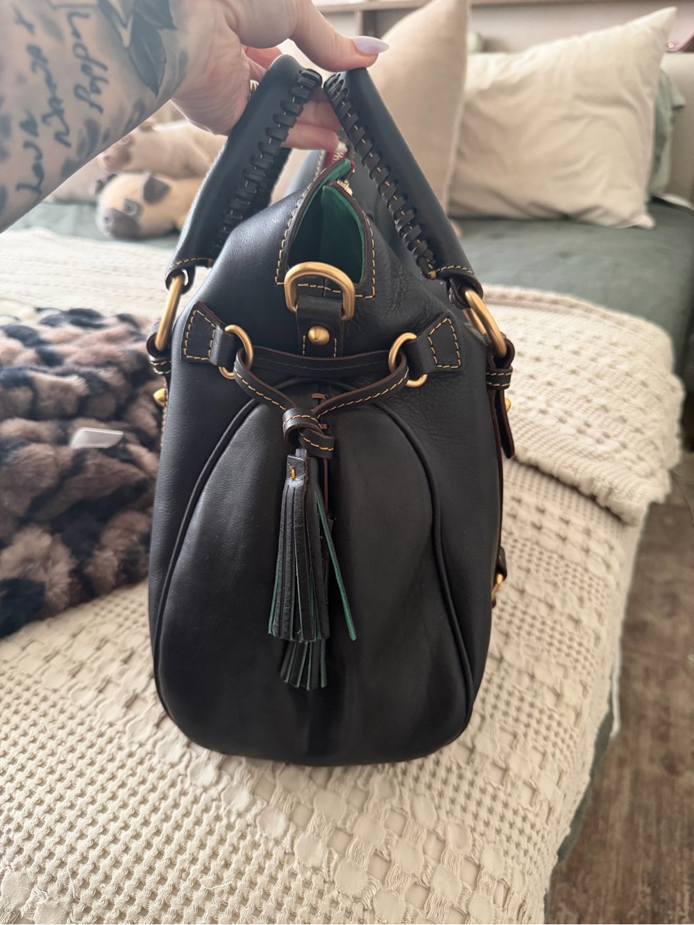Dooney & Bourke Navy Large Florentine Satchel - Picture 2 of 11